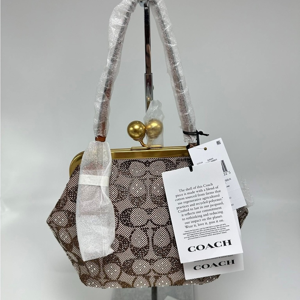 Coach Kisslock Frame Bag 16 In Crystal Signature Jacquard - Picture 7 of 10